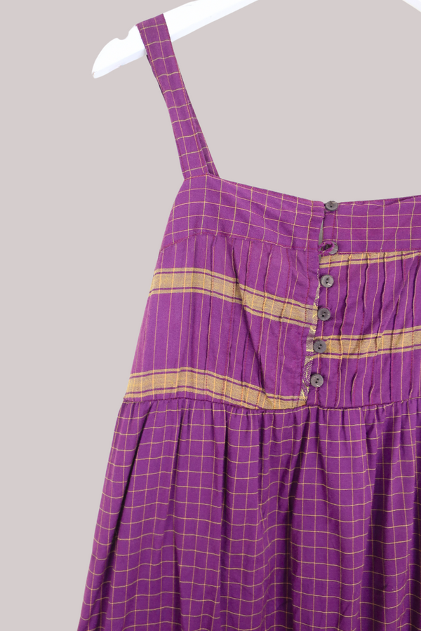 Amelia Vintage Cotton Maxi Dress - Violet Gold - Size XS/S