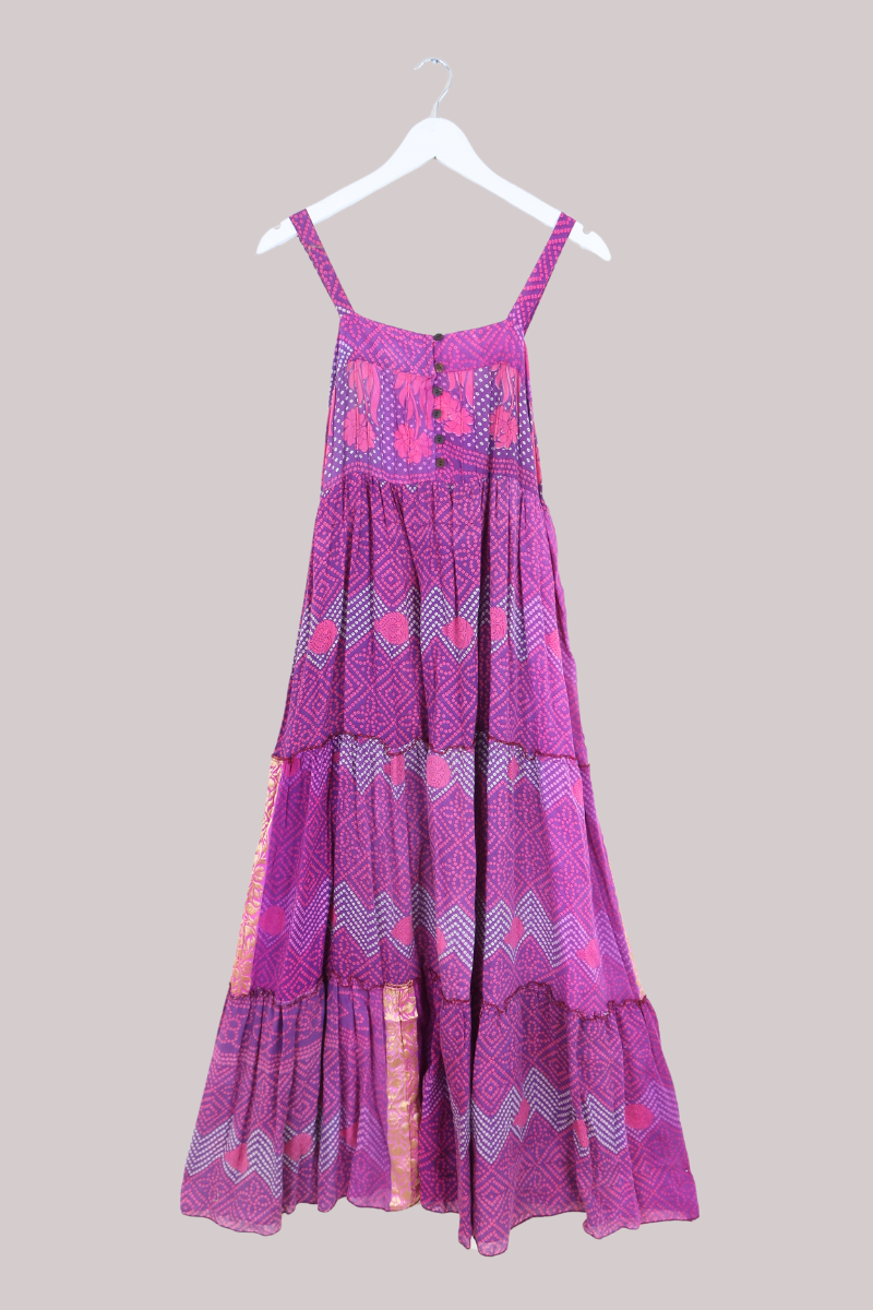 Amelia Vintage Cotton Maxi Dress - Lilac Abstract Florals - Size XS/S