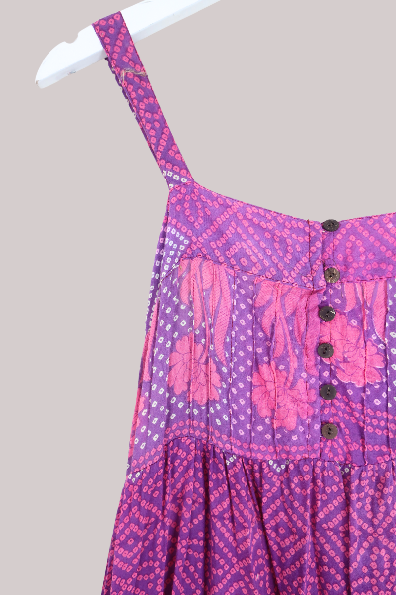 Amelia Vintage Cotton Maxi Dress - Lilac Abstract Florals - Size XS/S