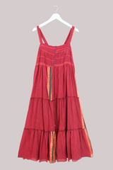 Amelia Vintage Cotton Maxi Dress - Ruby Mini Check - Size M/L