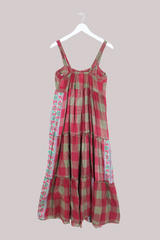 Amelia Vintage Cotton Maxi Dress - Apple Plaid - Size M/L
