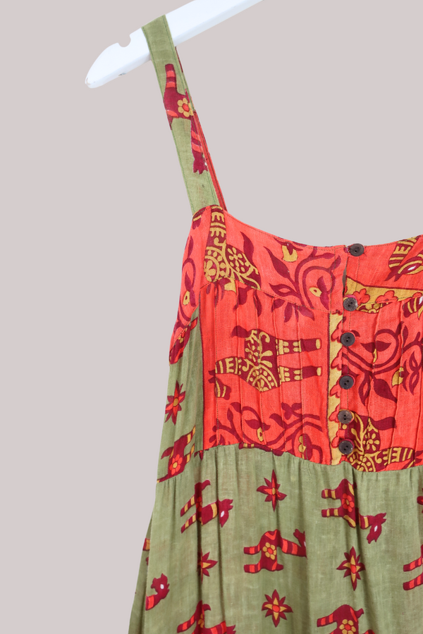 Amelia Vintage Cotton Maxi Dress - Llama Garden - Size M/L
