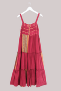 Amelia Vintage Cotton Maxi Dress - Fire & Gold - Size M/L