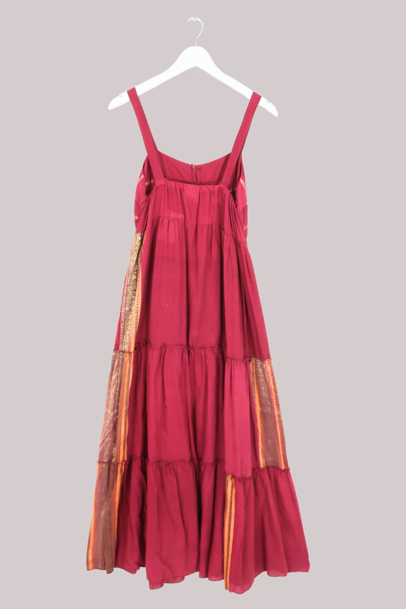 Amelia Vintage Cotton Maxi Dress - Fire & Gold - Size M/L