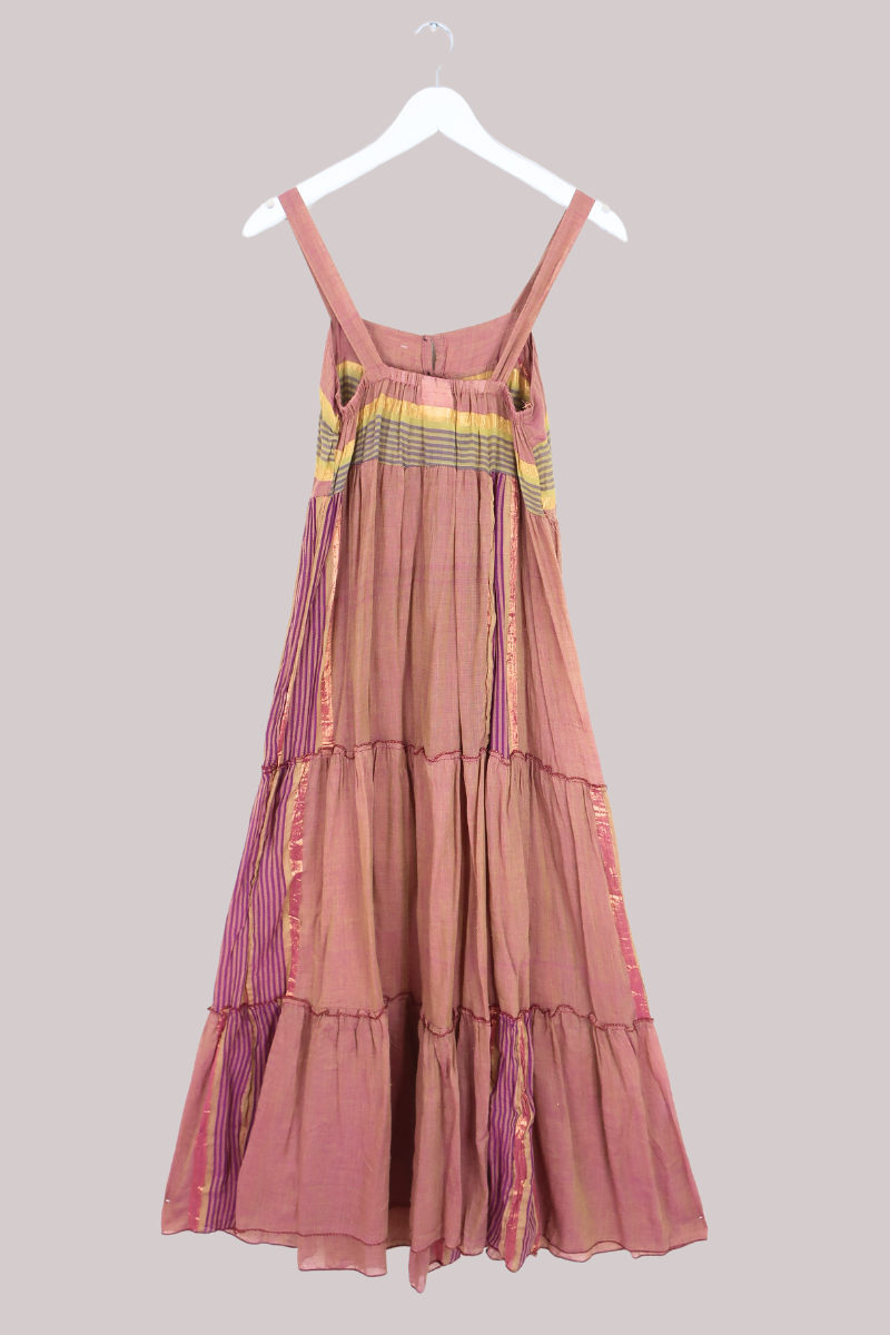 Amelia Vintage Cotton Maxi Dress - Dusky Peach - Size XS/S