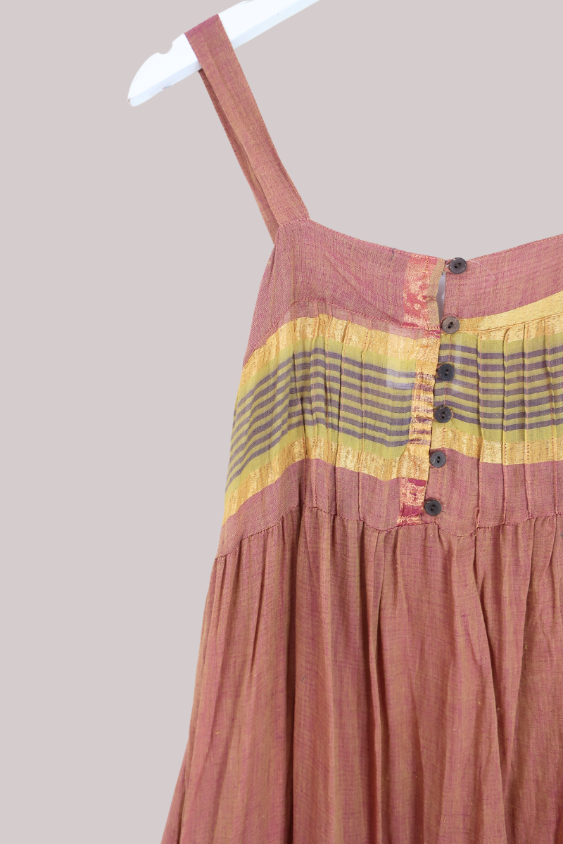 Amelia Vintage Cotton Maxi Dress - Dusky Peach - Size XS/S