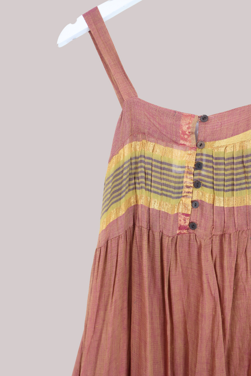 Amelia Vintage Cotton Maxi Dress - Dusky Peach - Size XS/S