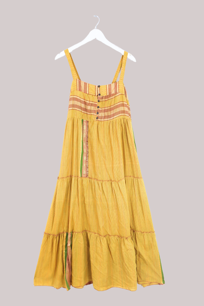 Amelia Vintage Cotton Maxi Dress - Yuzu Stripe - Size M/L