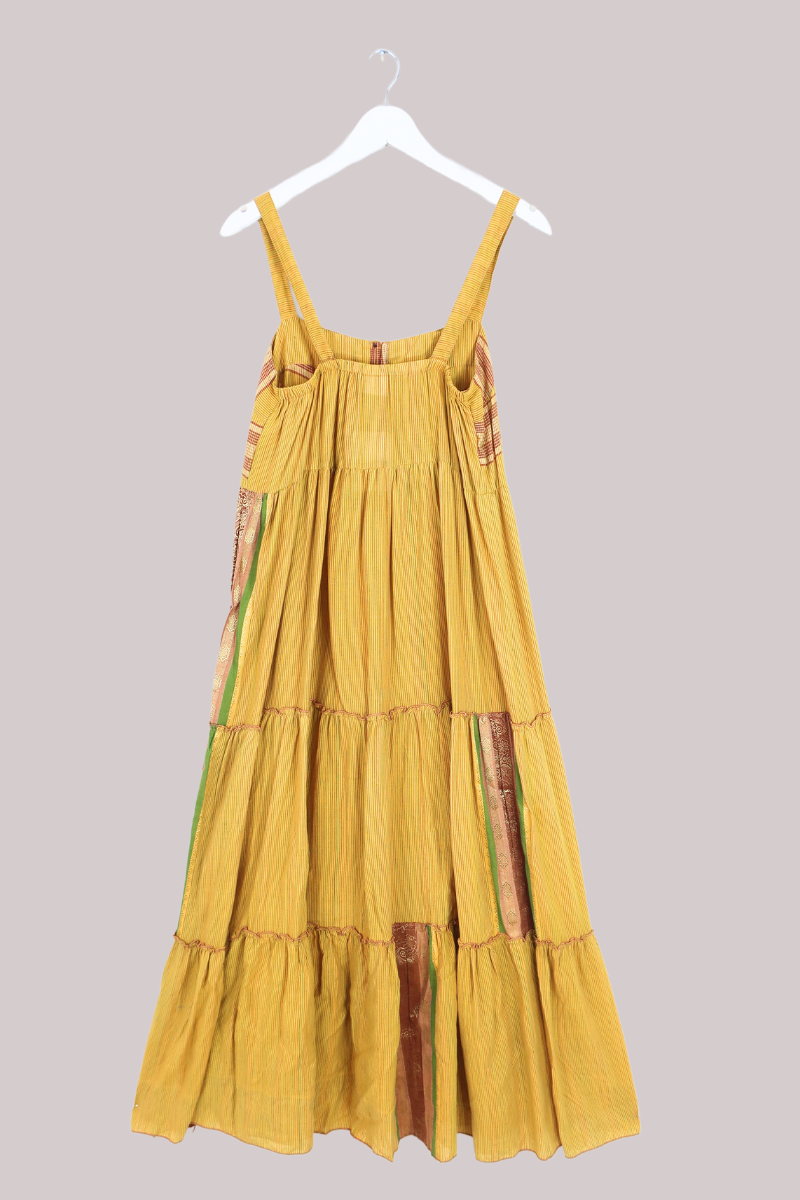 Amelia Vintage Cotton Maxi Dress - Yuzu Stripe - Size M/L