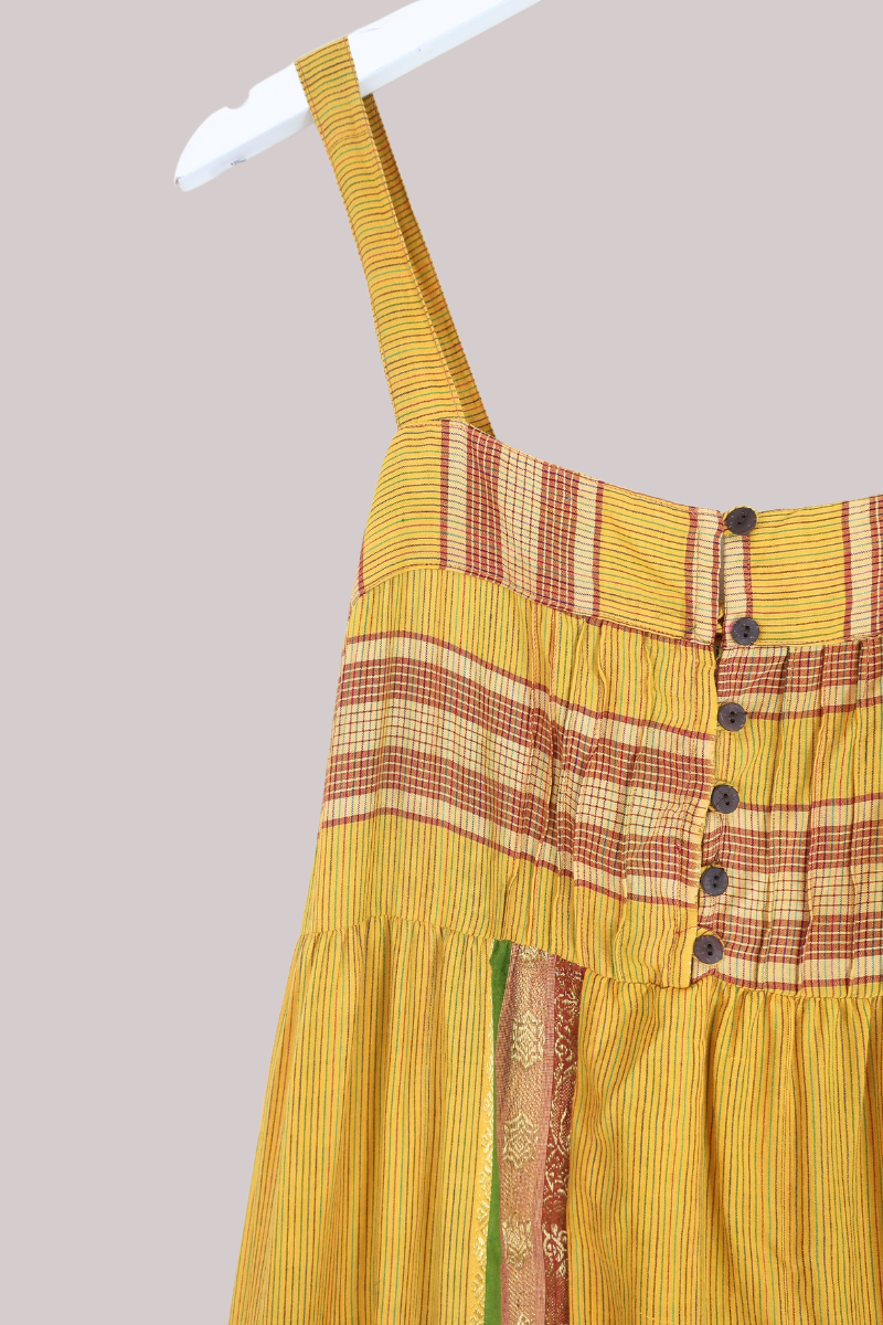 Amelia Vintage Cotton Maxi Dress - Yuzu Stripe - Size M/L