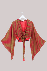 Aries Vintage Silk Wrap Top - Fire Lotus - Size XL