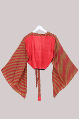 Aries Vintage Silk Wrap Top - Fire Lotus - Size XL