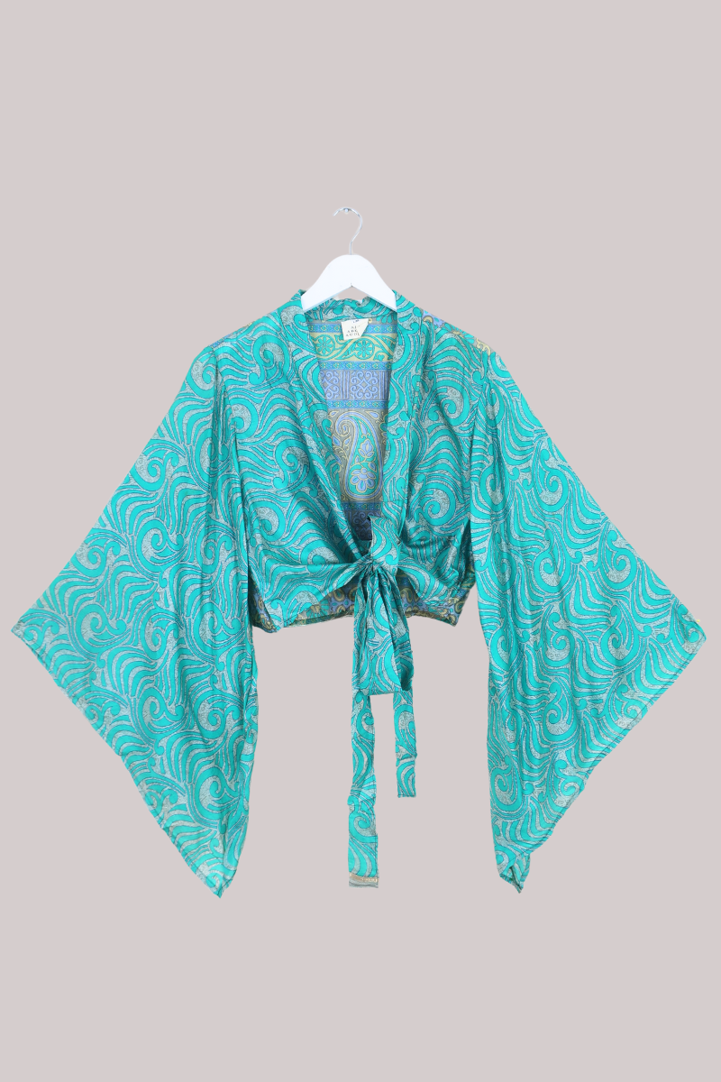 Aries Vintage Silk Wrap Top - Maui Surf - Size XL