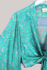 Aries Vintage Silk Wrap Top - Maui Surf - Size XL
