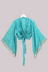 Aries Vintage Silk Wrap Top - Maui Surf - Size M/L