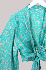 Aries Vintage Silk Wrap Top - Maui Surf - Size M/L