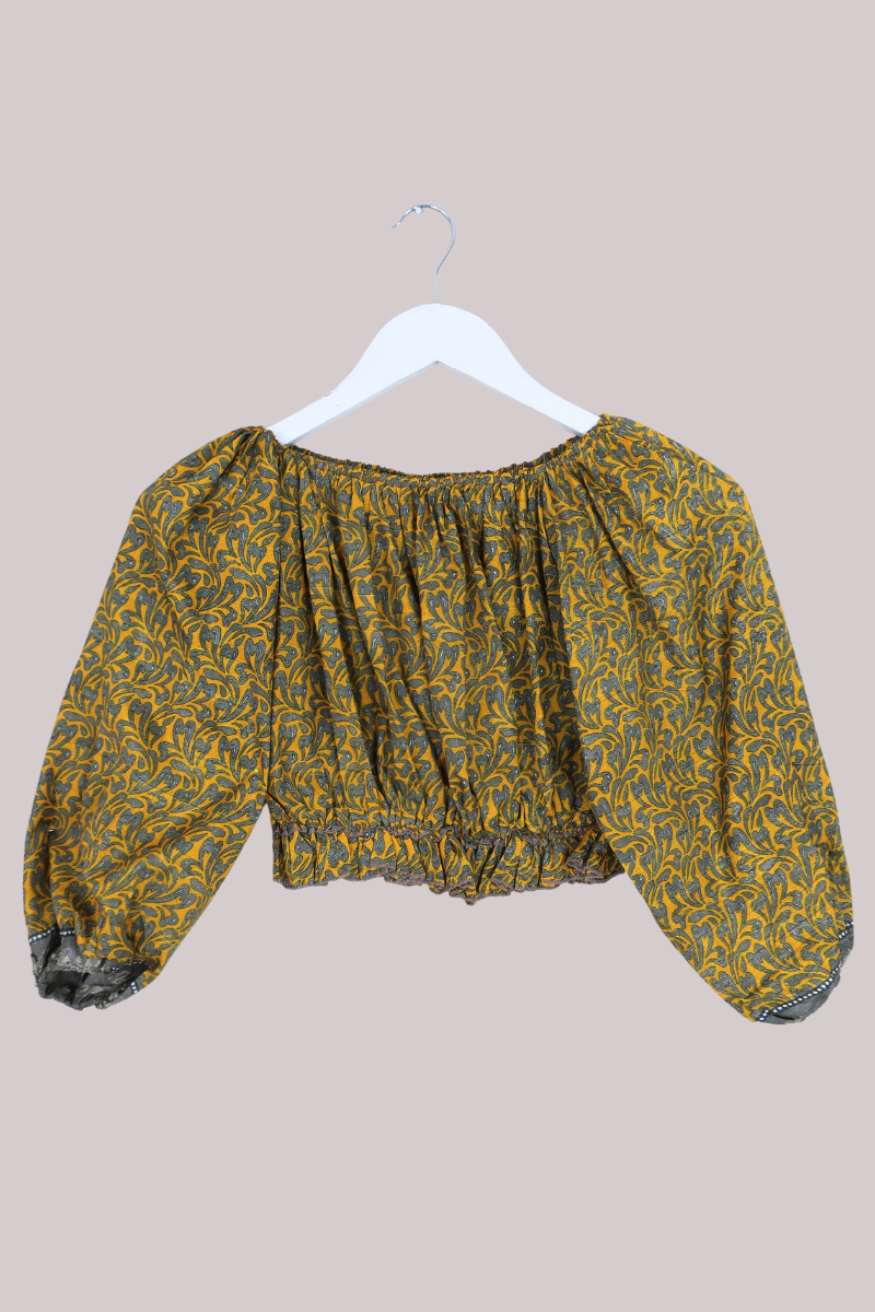 Kitty Vintage Sari Crop Top - Goldfinch - Free Size