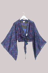 Aries Vintage Silk Wrap Top - Deep Glistening Garden - Size XL