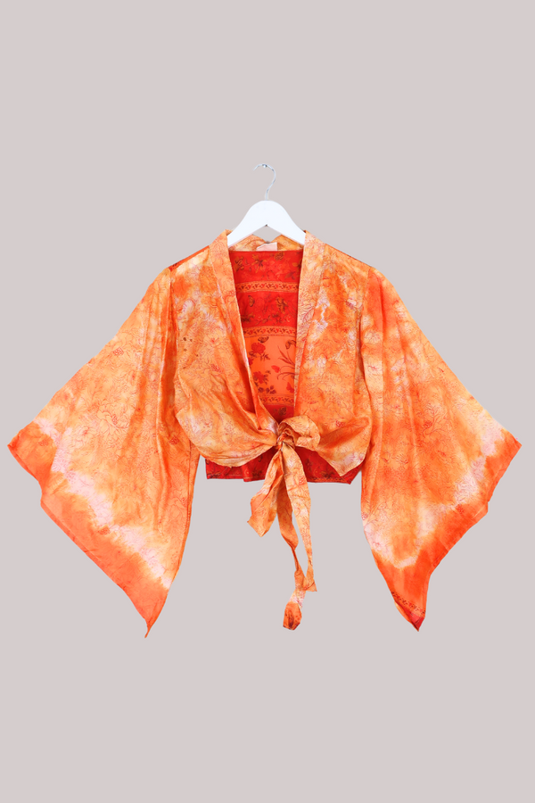 Aries Vintage Silk Wrap Top - Sunset Florals - Size M/L