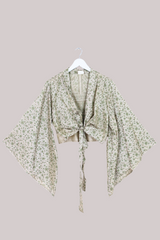 Aries Vintage Silk Wrap Top - Ivy Paisley - Size XL