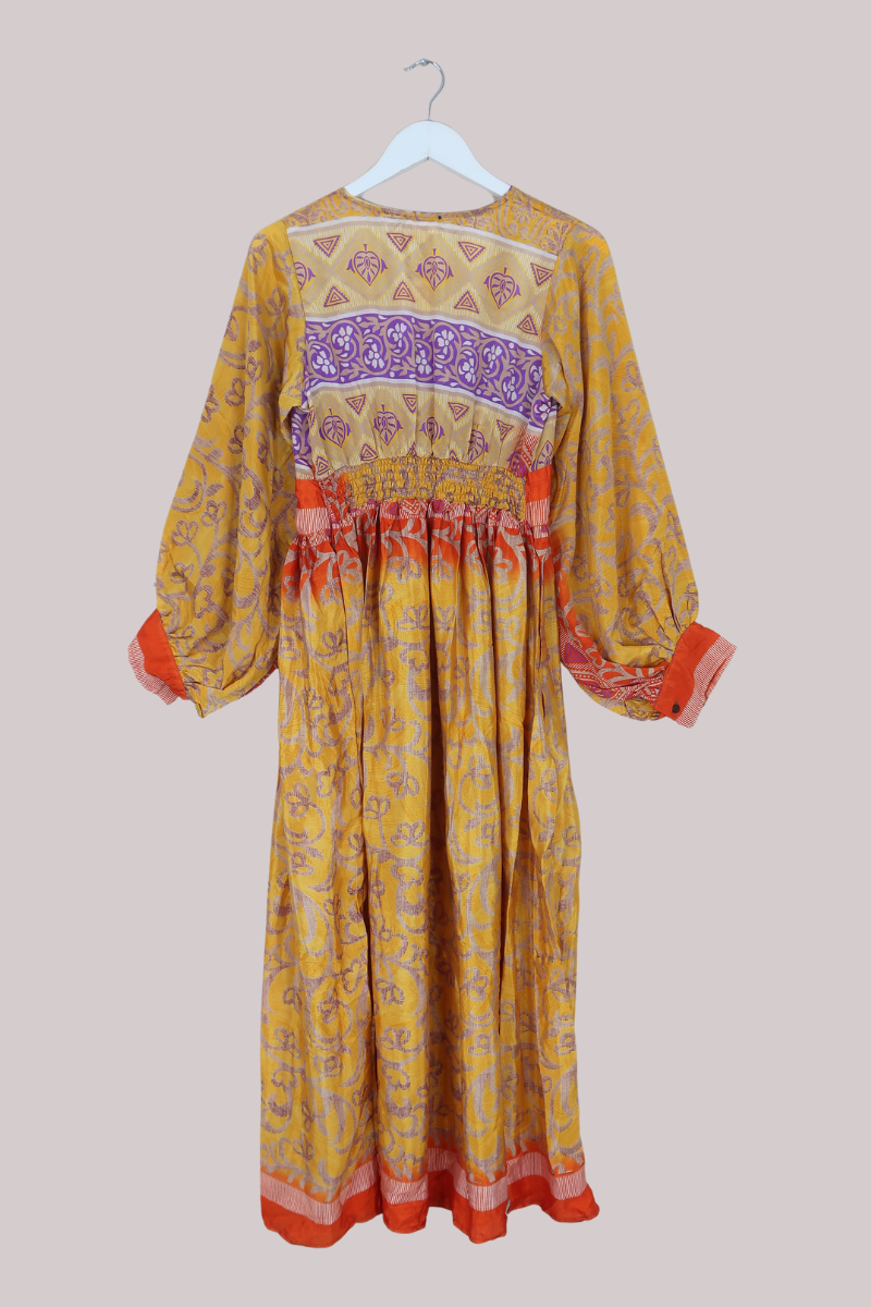 Rosemary Vintage Sari Maxi Dress in Sunset on the Yellow Brick Road - Size M/L