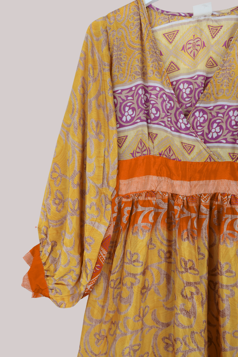 Rosemary Vintage Sari Maxi Dress in Sunset on the Yellow Brick Road - Size M/L