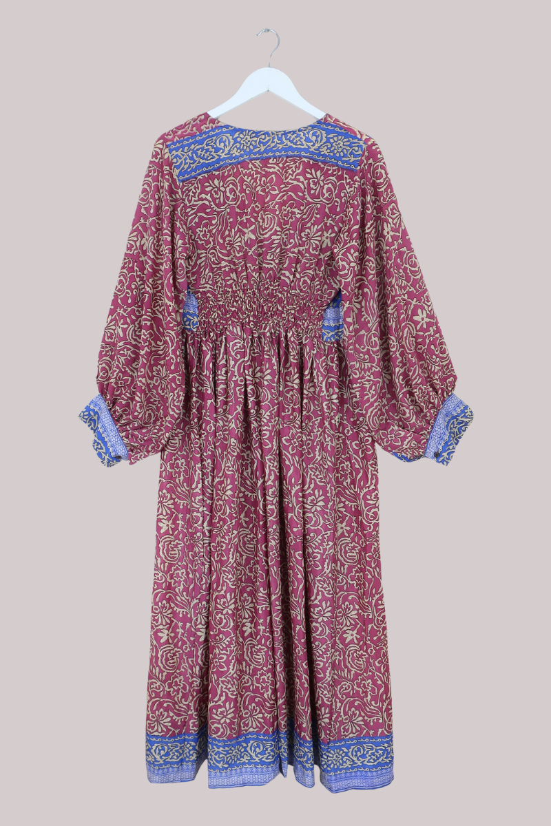 Rosemary Vintage Sari Maxi Dress in Sweet Pink Floral - Size L/XL