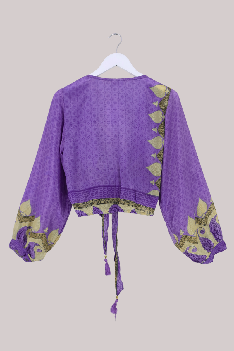 Lola Wrap Top in Indigo Ornate Paisley - Size S/M
