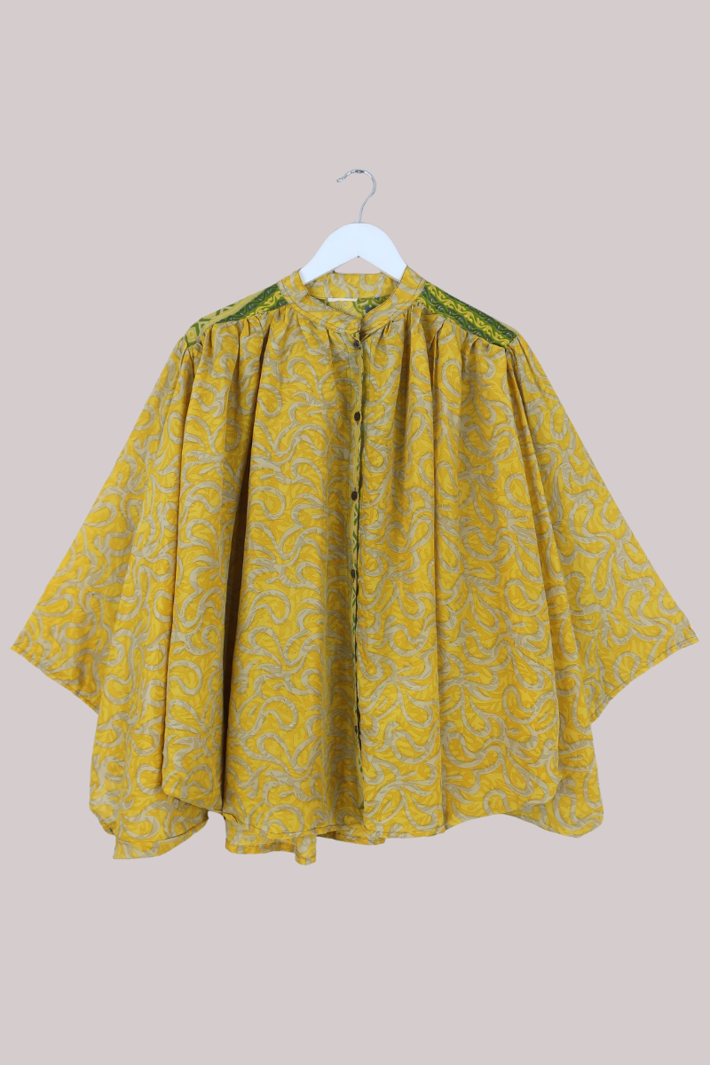 Ophelia Recycled Sari Blouse in Buttercup Yellow - Free Size