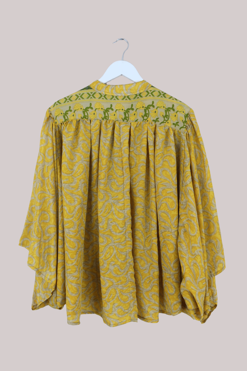 Ophelia Recycled Sari Blouse in Buttercup Yellow - Free Size