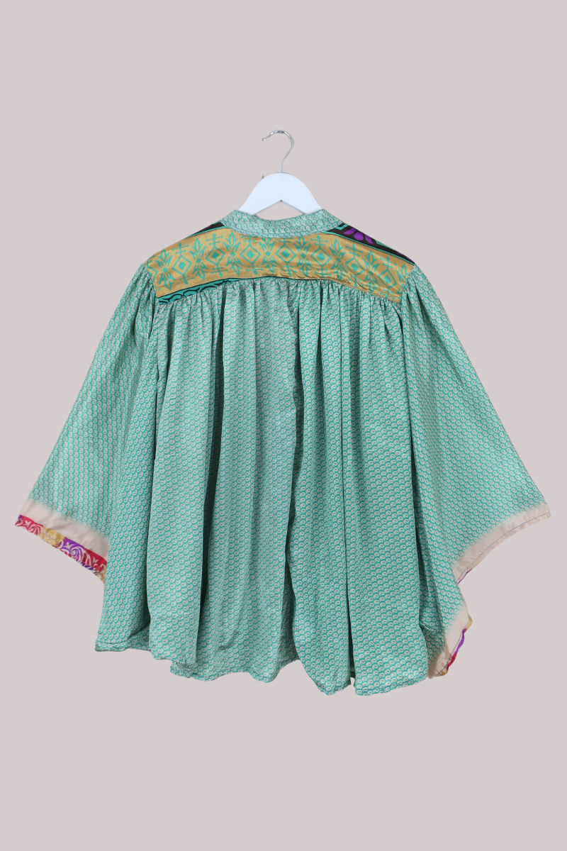 Ophelia Recycled Sari Blouse in Mint Mojito Paisley - Free Size