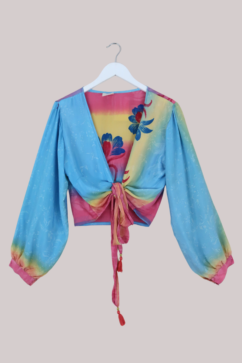 Lola Wrap Top in Sunset Cocktail Florals - Size L