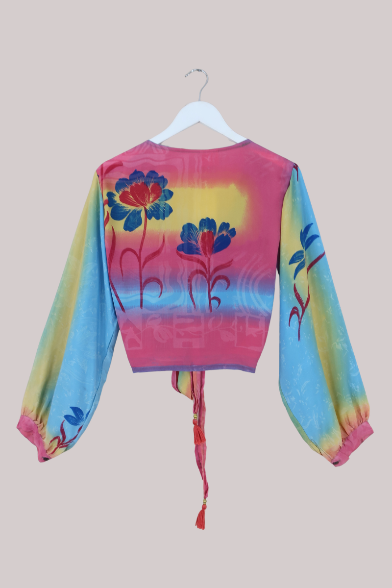 Lola Wrap Top in Sunset Cocktail Florals - Size M/L