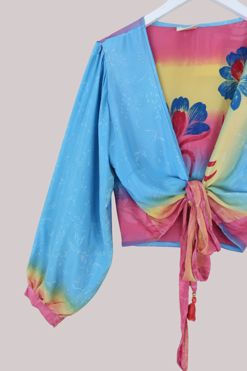 Lola Wrap Top in Sunset Cocktail Florals - Size L