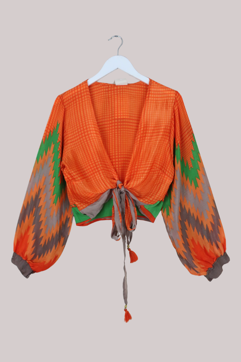 Lola Wrap Top in Striking Orange - Size M/L