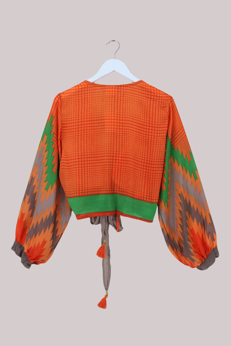 Lola Wrap Top in Striking Orange - Size M/L