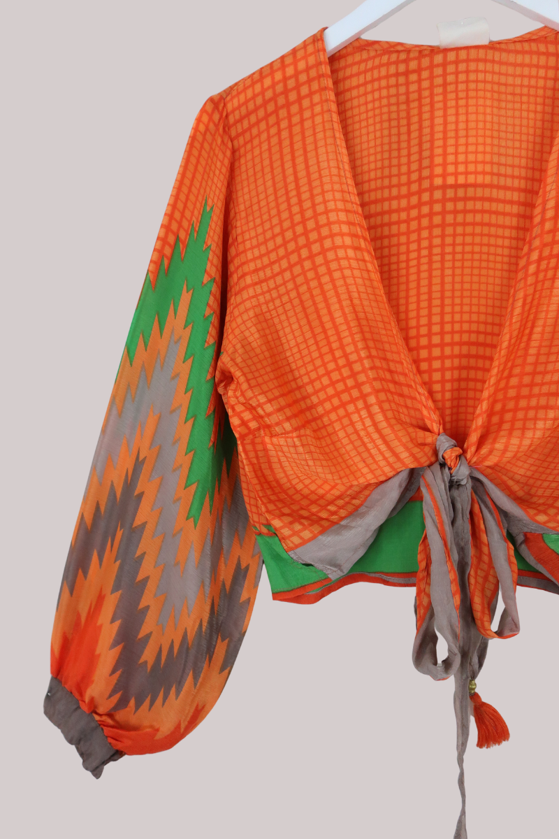Lola Wrap Top in Striking Orange - Size M/L