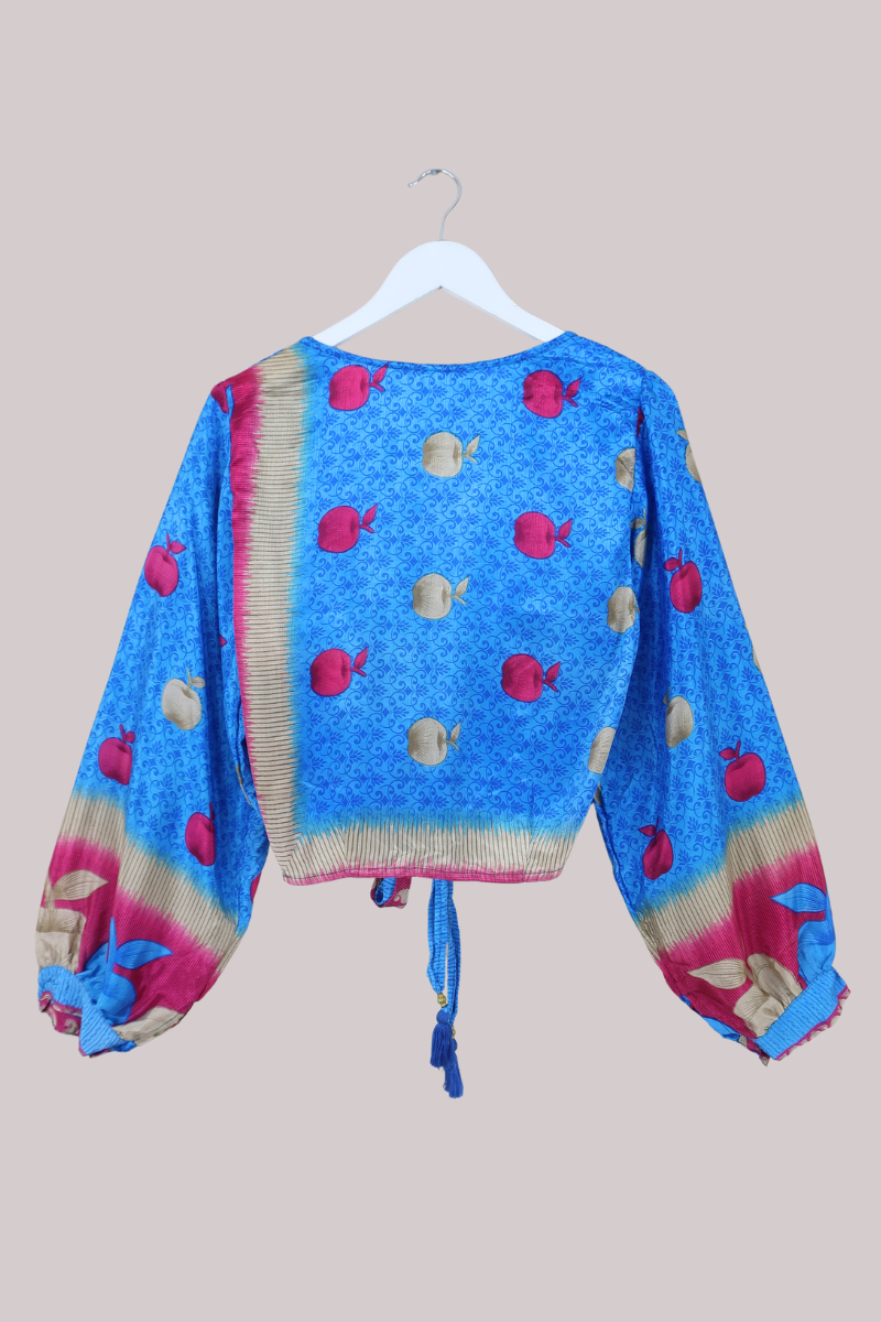 Lola Wrap Top in Falling Apples - Size S/M