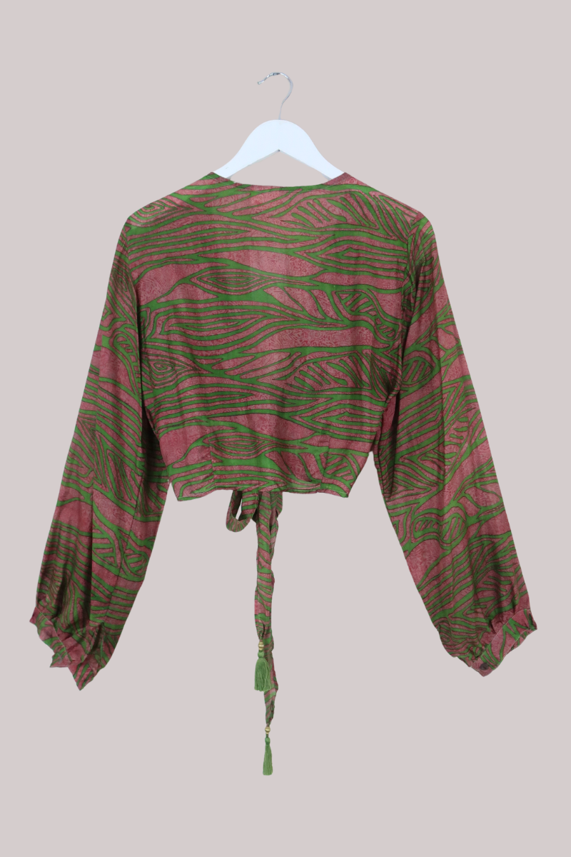 Lola Wrap Top in Hazy Mauve & Olive - Size XS/S
