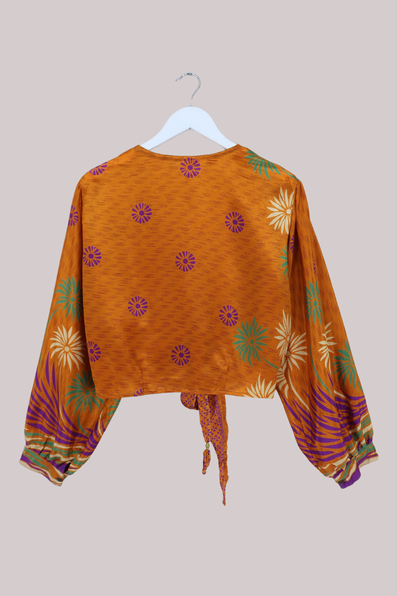 Lola Wrap Top in Spiced Honeydew Florals - Size M/L