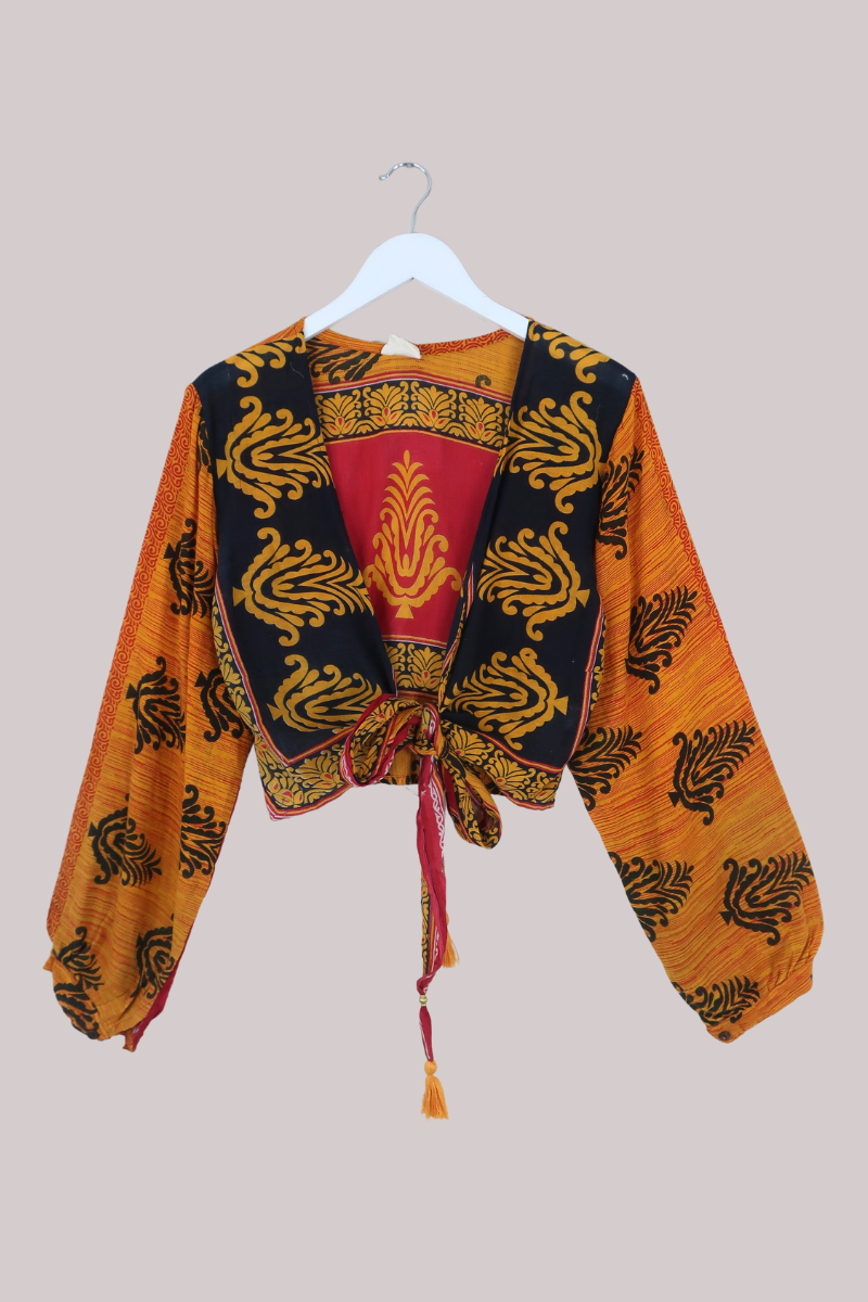 Lola Wrap Top in Royal Topaz & Garnet - Size M/L