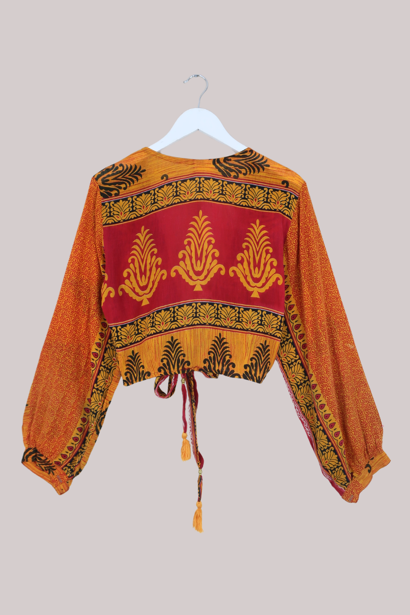 Lola Wrap Top in Royal Topaz & Garnet - Size M/L