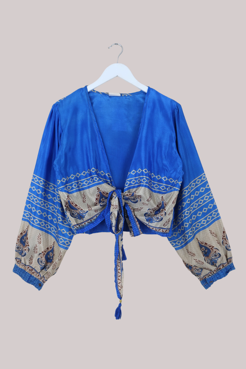 Lola Wrap Top in Royal Indigo Blue - Size L