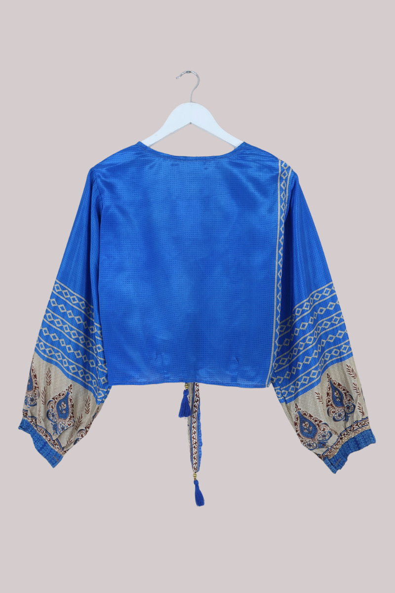 Lola Wrap Top in Royal Indigo Blue - Size L