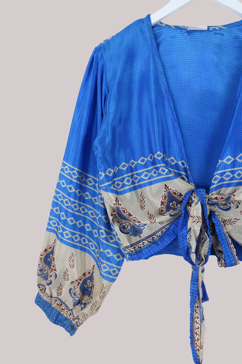 Lola Wrap Top in Royal Indigo Blue - Size L