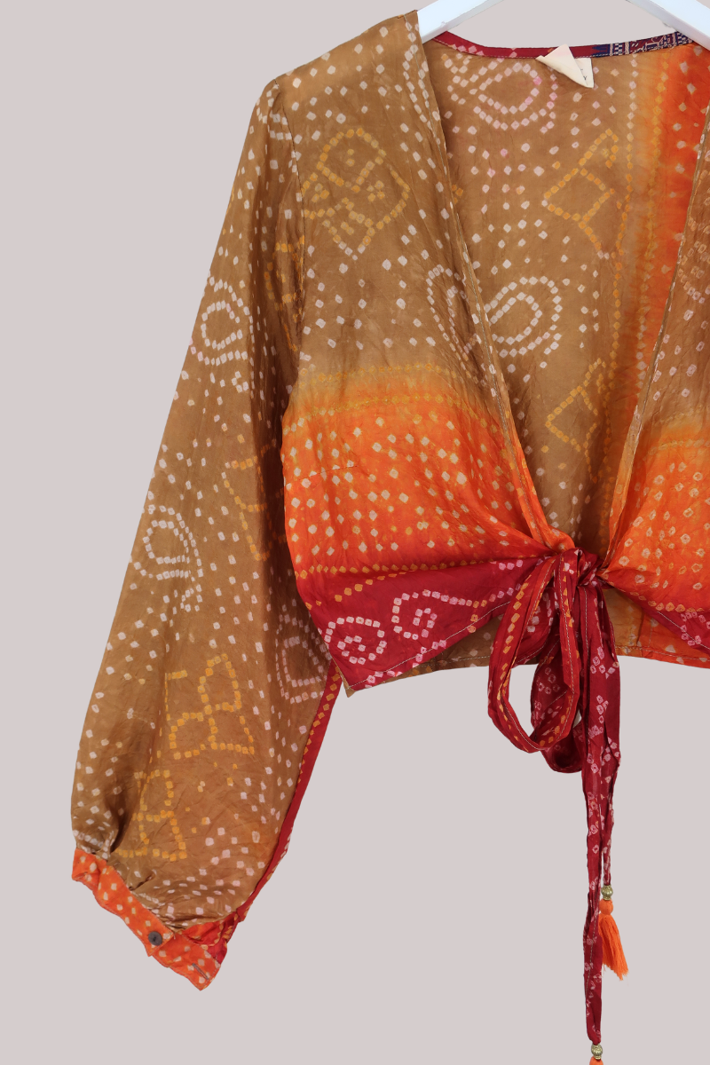 Lola Wrap Top in Desert Sunset Paisley - Size S/M