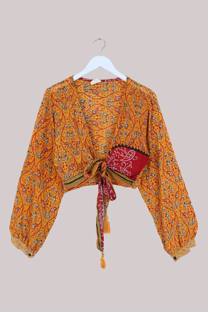 Lola Wrap Top in Chili & Turmeric - Size M/L