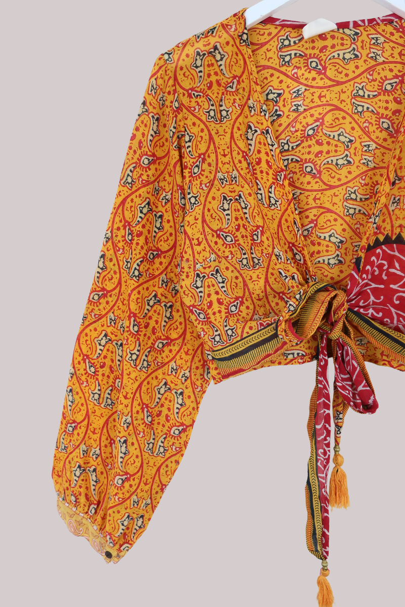 Lola Wrap Top in Chili & Turmeric - Size M/L