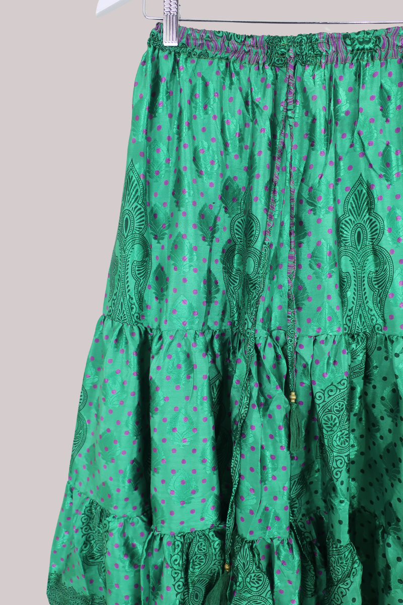 Rosie Midi Skirt in Shining Emerald Polka - Free Size
