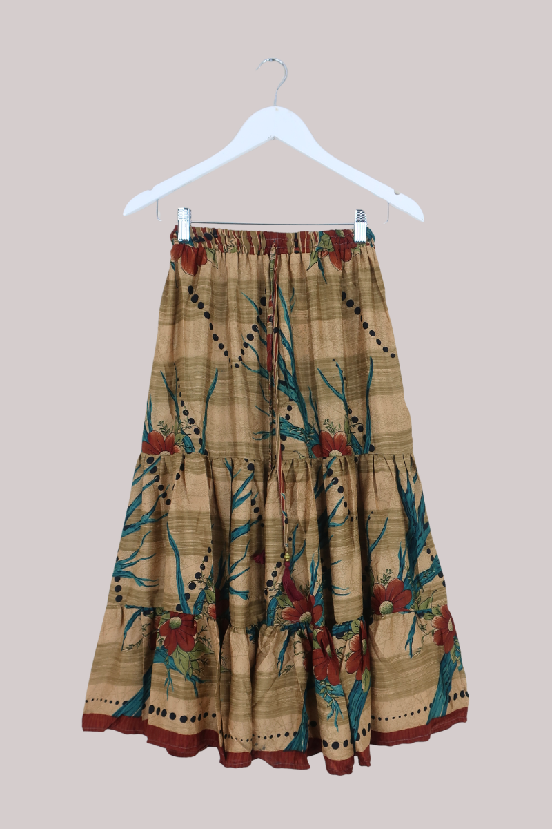 Rosie Midi Skirt in Golden Sunrise Woodland - Free Size